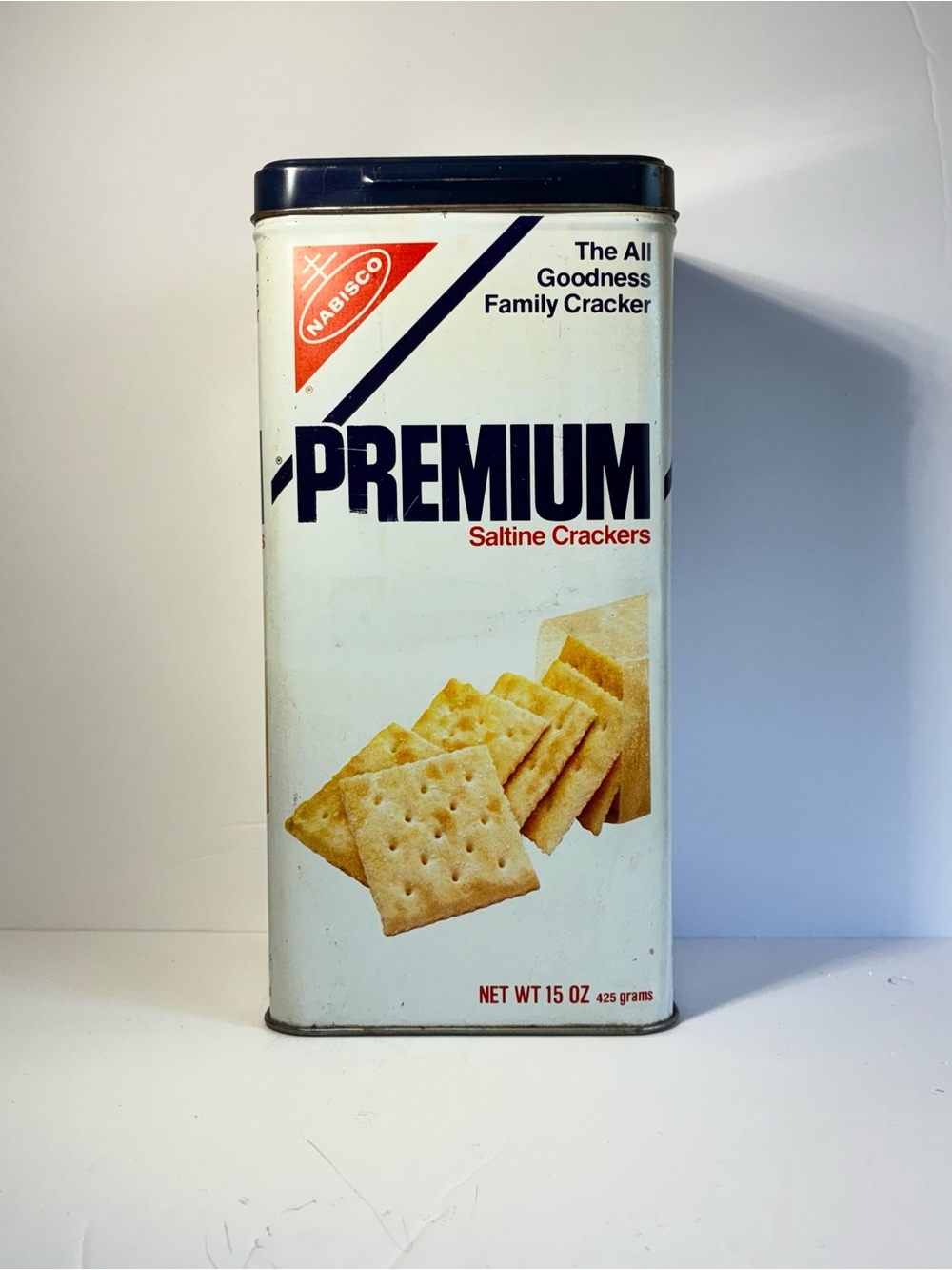 Vintage Nabisco Premium Saltine Crackers Tin Stack Pack Canister 1980s Retro Kit